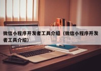 微信小程序开发者工具介绍（微信小程序开发者工具介绍）