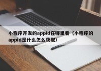 小程序开发的appid在哪里看（小程序的appid是什么怎么获取）