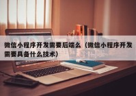 微信小程序开发需要后端么（微信小程序开发需要具备什么技术）